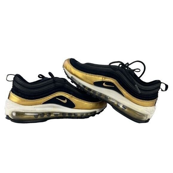 Nike‎ AirMax 97 Shoes Womens 9 Youth 7 Black Metallic Gold Shoes - Picture 8 of 13